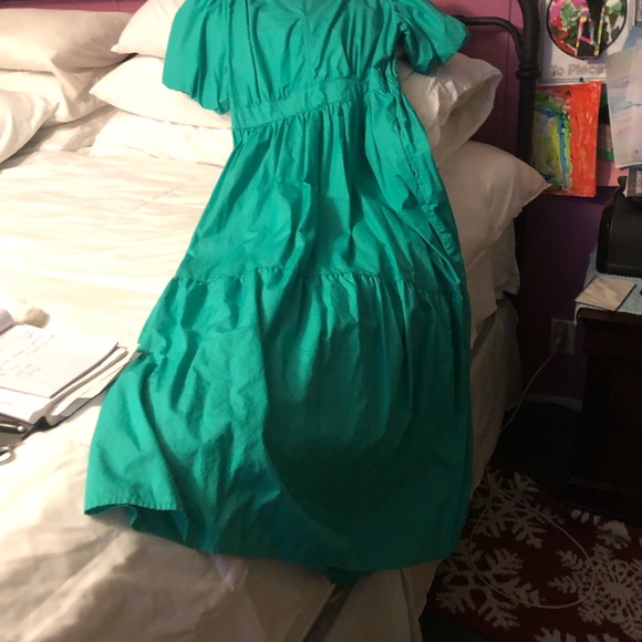 EUC French Connection Green Puff Sleeve Maxi Dress Wore Once Large - Picture 2 of 6